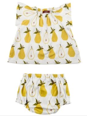 MILKBARN Pear Organic Cotton Dress & Bloomer Set 3-6m